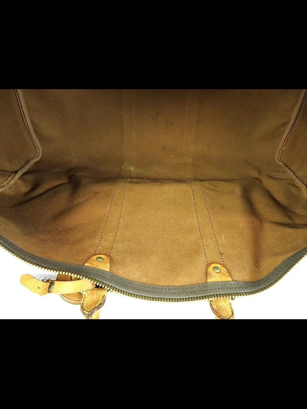 Louis Vuitton Brown Monogram Duffel with Tan Leather Trim